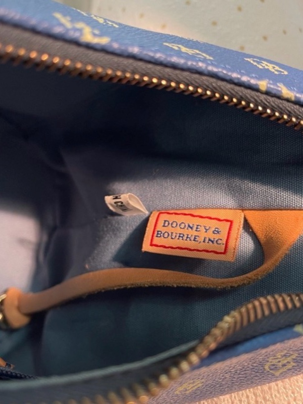 Dooney & Bourke Blue DB Logo Hobo with Tan Trim - Picture 6 of 7